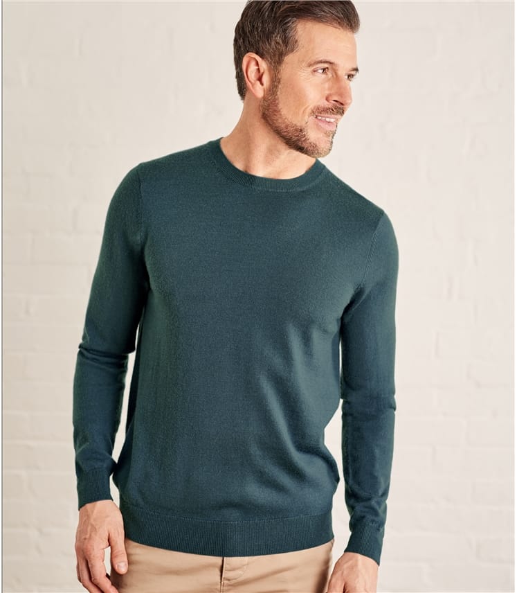 Green Slate | Mens Luxurious Merino Crew Neck Sweater | WoolOvers US