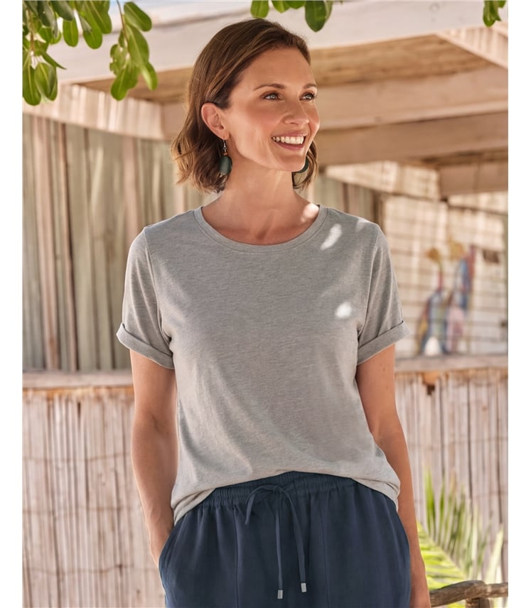 Haut à encolure dégagée en coton biologique - Femme