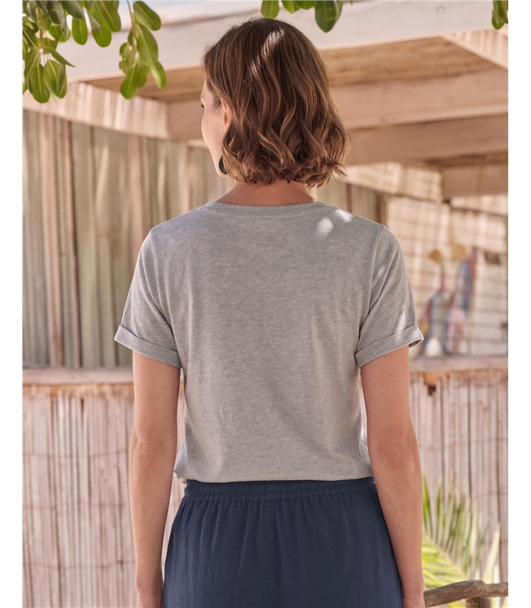 Haut à encolure dégagée en coton biologique - Femme