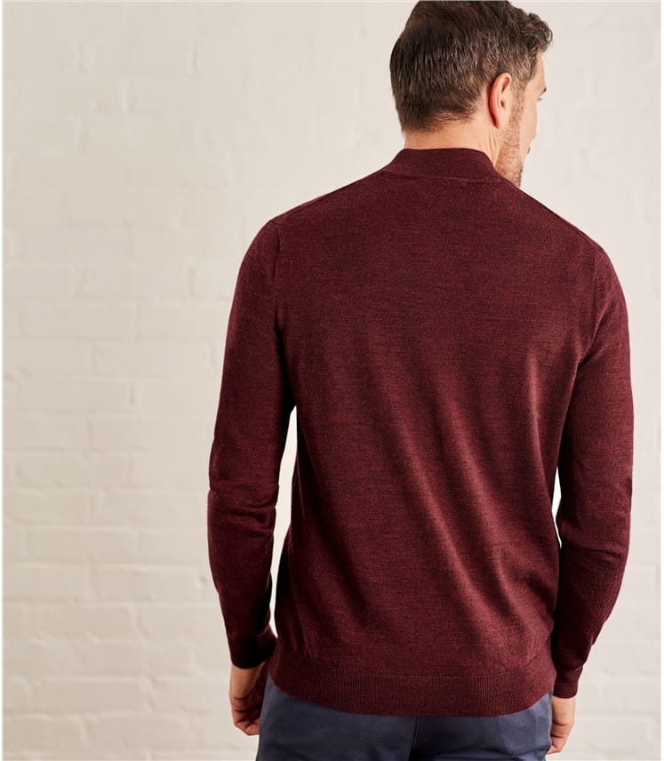 Merlot Mens 100 Merino Half Zip Neck Jumper WoolOvers UK