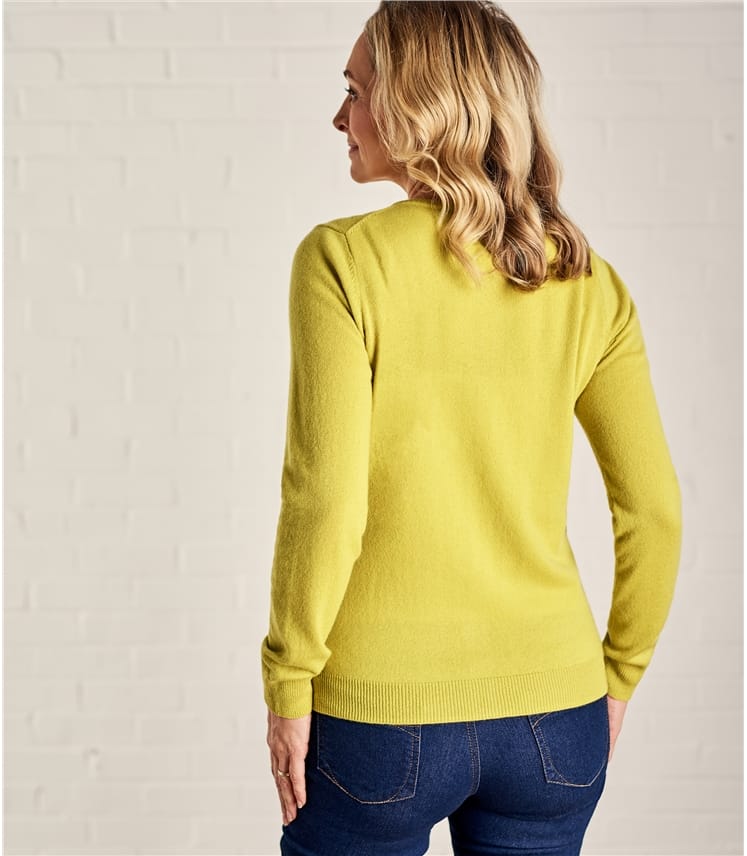 Lichen Green Cashmere Merino Crew Neck Cardigan WoolOvers AU