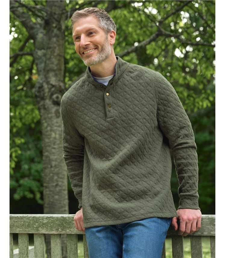 Quilted Popper Neck Sweatshirt
