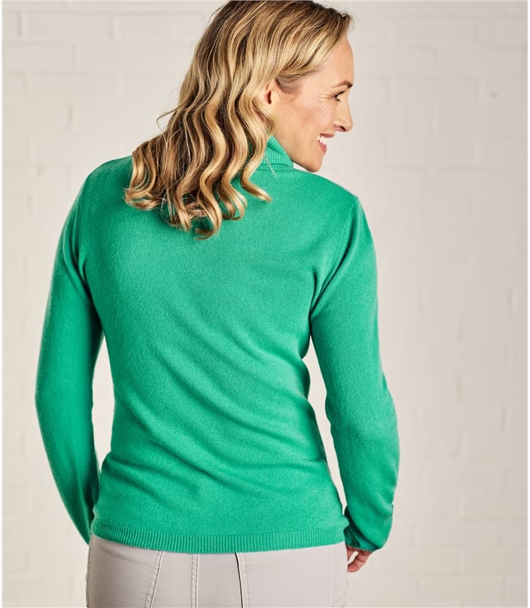 Soft Jade Womens Cashmere And Merino Fitted Turtle Neck Knitted Sweater