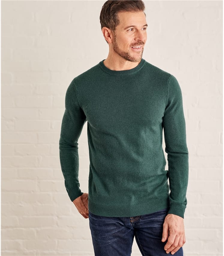 Capri Green | Mens Cashmere & Merino Crew Neck Sweater | WoolOvers US