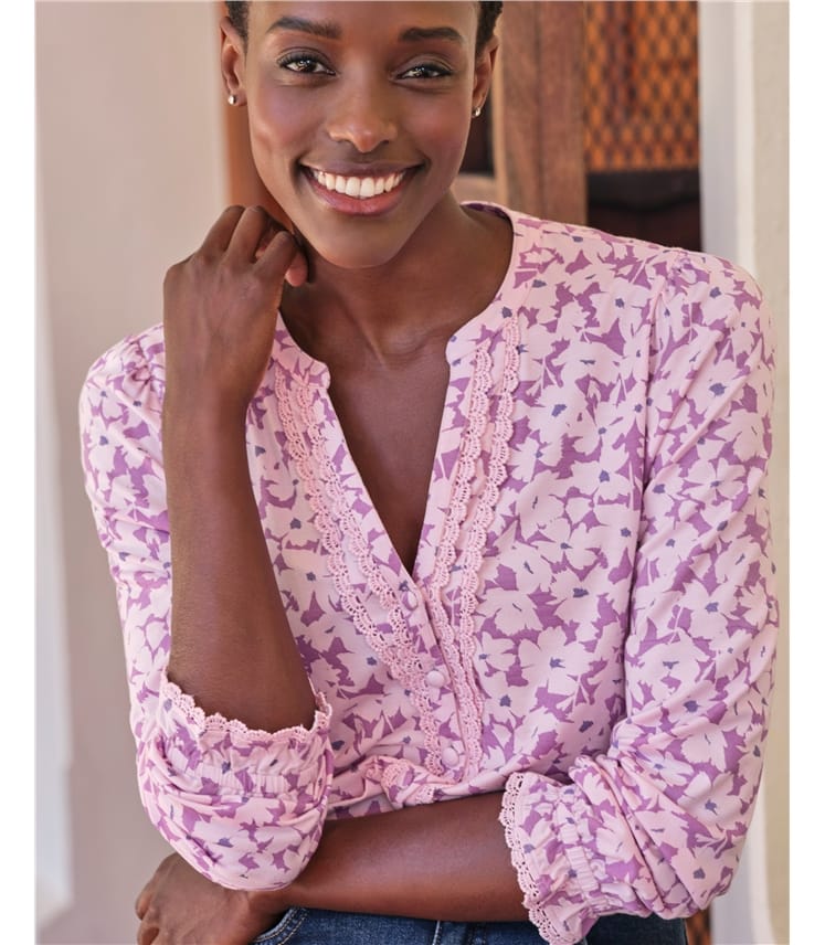 Jersey Lace Trim Blouse