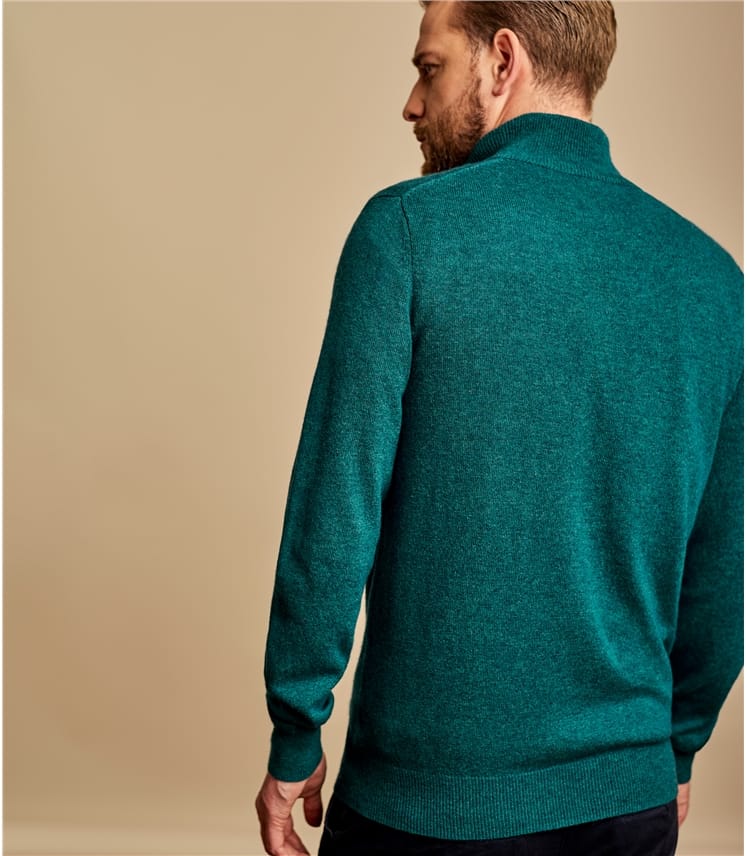 Download Deep Teal Marl | Mens Cashmere & Merino Zip Neck Jumper ...