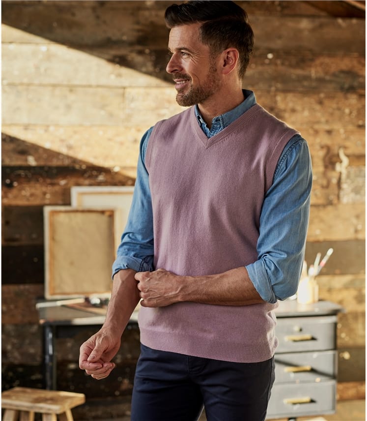 Pink Mist | Mens Cashmere & Merino Vest | WoolOvers US