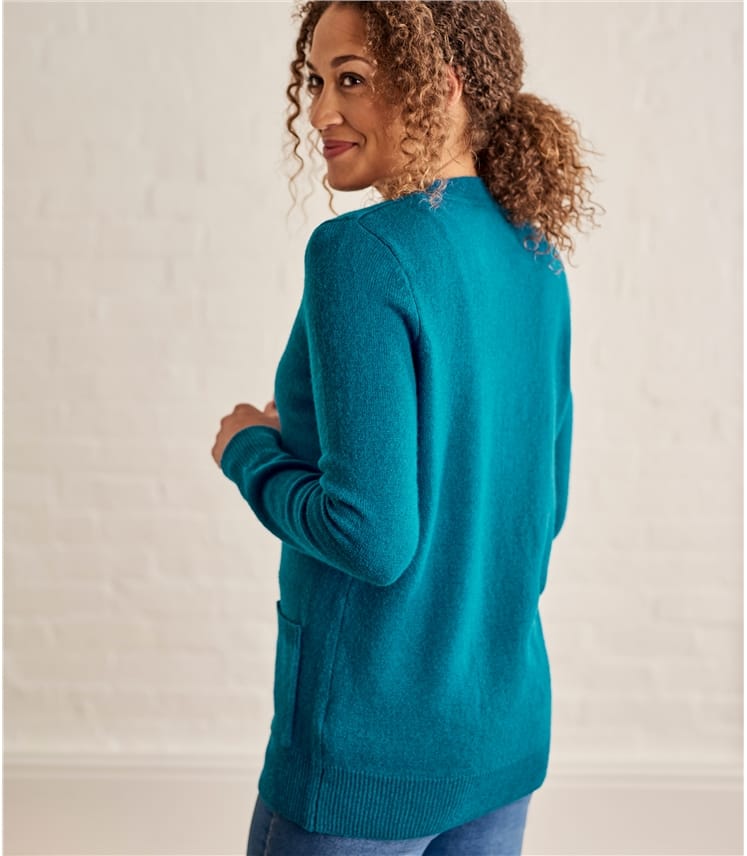 Teal | Womens Lambswool V Neck Cardigan | WoolOvers UK