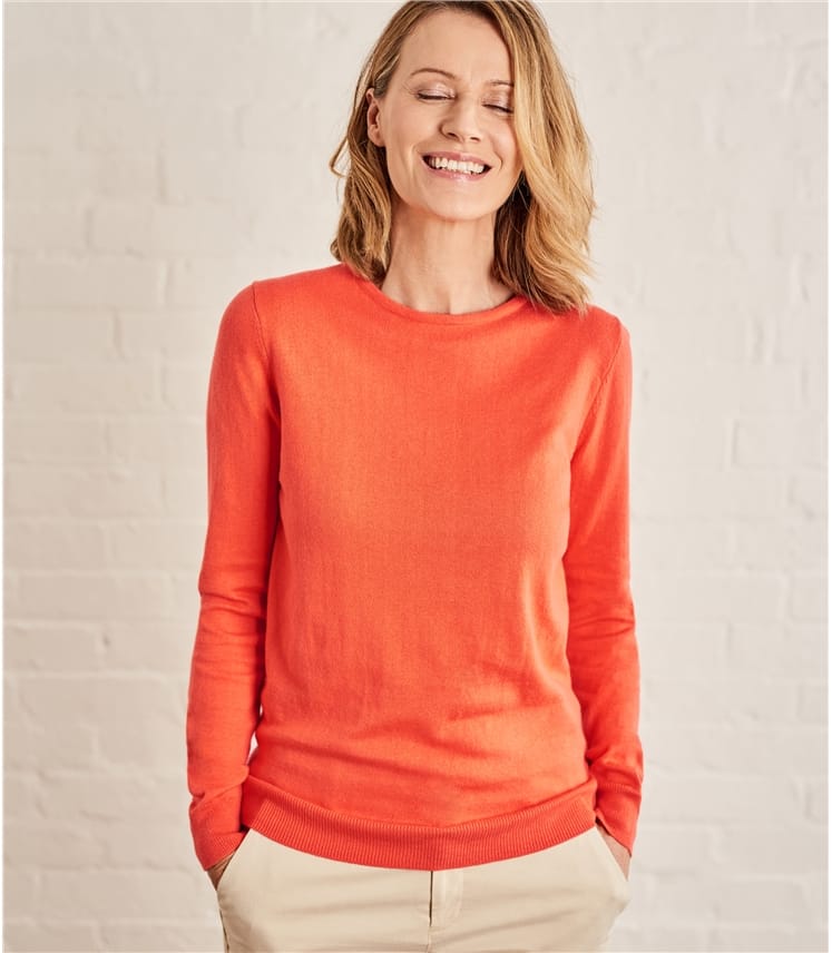 Cantaloupe | Womens Cashmere & Cotton Crew Neck Sweater | WoolOvers US