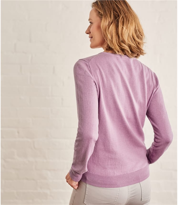 Dewberry Womens Cashmere & Cotton Crew Neck Jumper WoolOvers UK