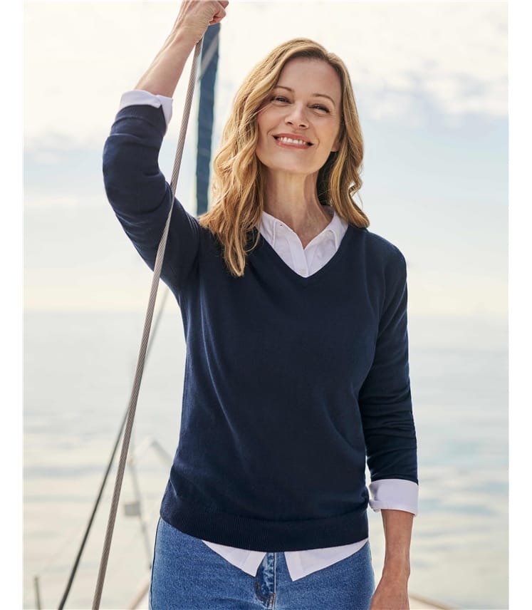 navy cotton jumper womens