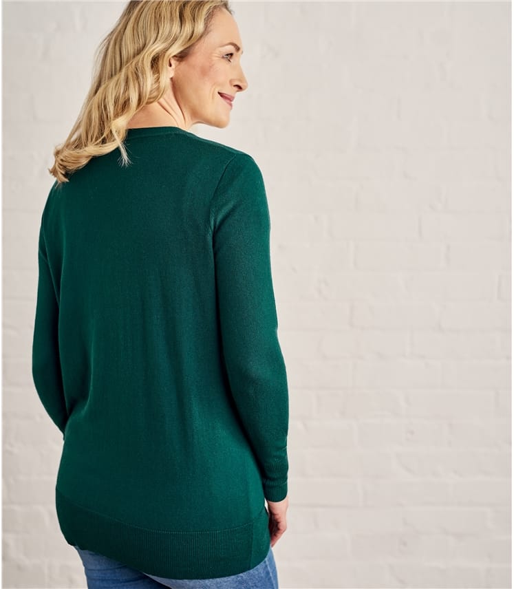 Hunter Green Womens Silk & Cotton Long Cardigan WoolOvers US