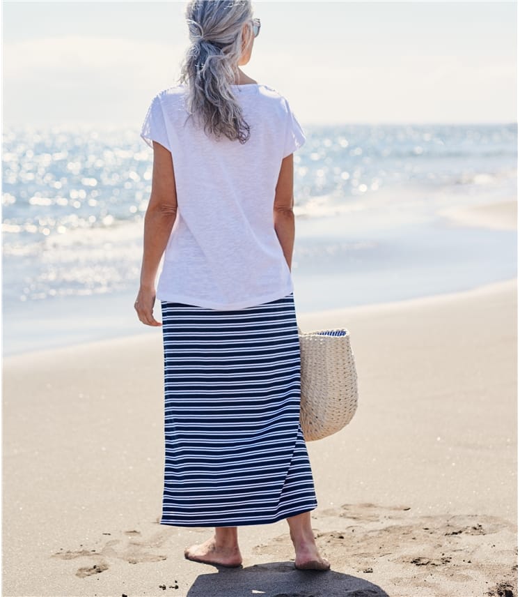 Navy/White Womens Maxi Skirt WoolOvers UK