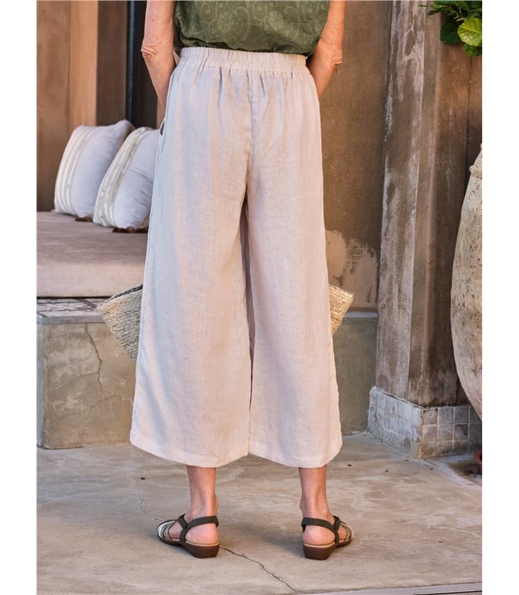 Leinen-Culottes mit elastischem Rückenbund