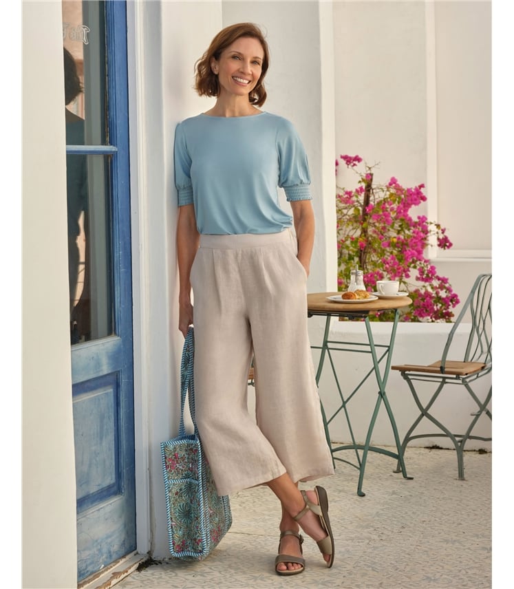 Culotte en lin à dos élastique