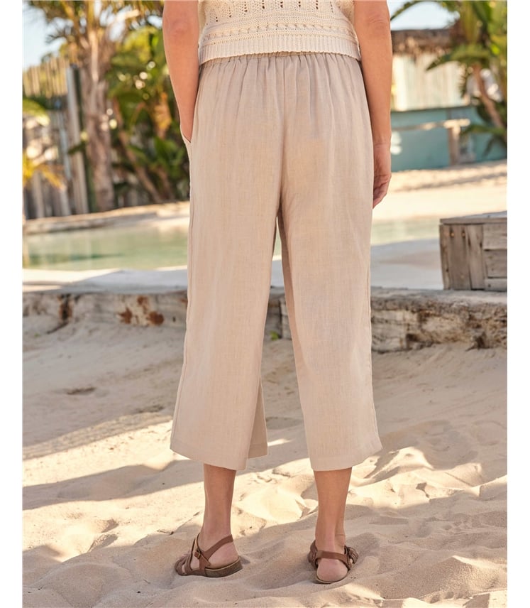Leinen-Culottes mit elastischem Rückenbund