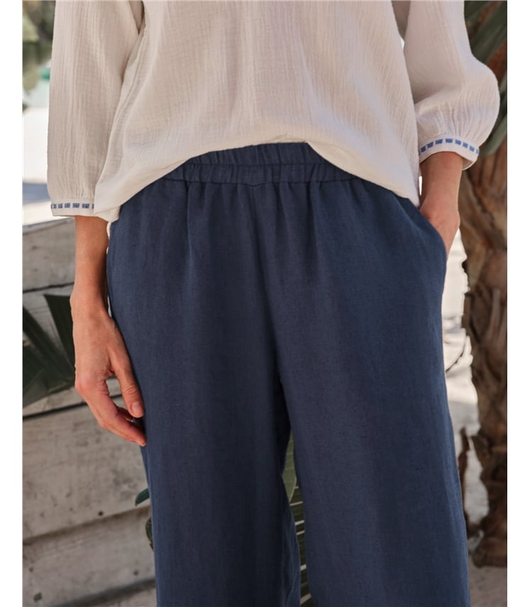 Leinenhose mit weitem Bein