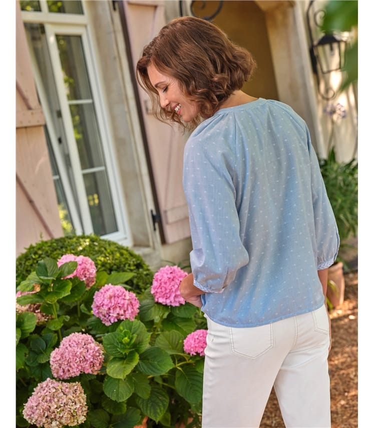 Fine Stripe Embroidered Blouse