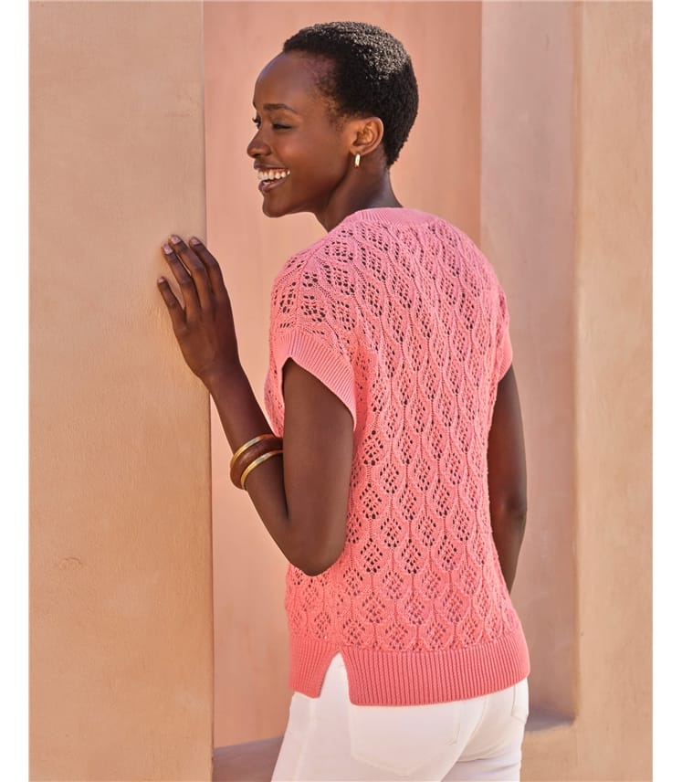 Cotton Lace Knit Top