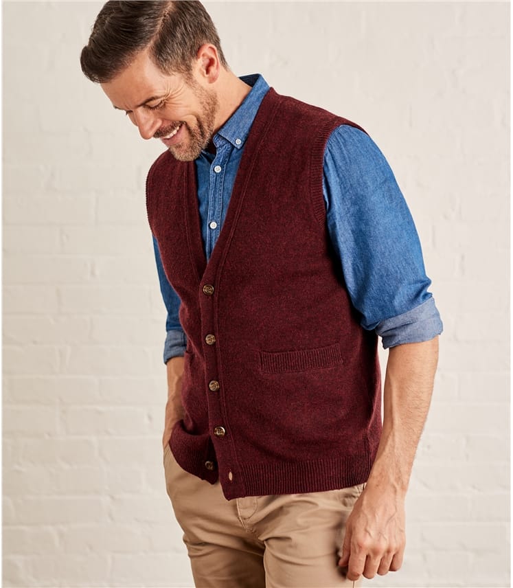 Merlot Mens Lambswool Knitted Vest WoolOvers US
