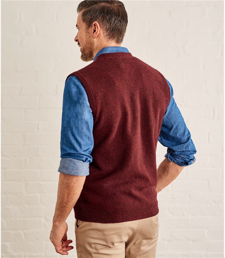 Merlot | Mens Lambswool Knitted Vest | WoolOvers US
