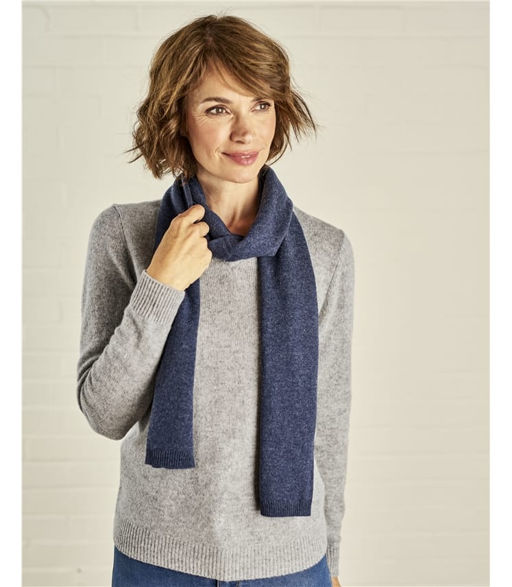 Denim Marl | Womens Cashmere Merino Classic Scarf | WoolOvers US