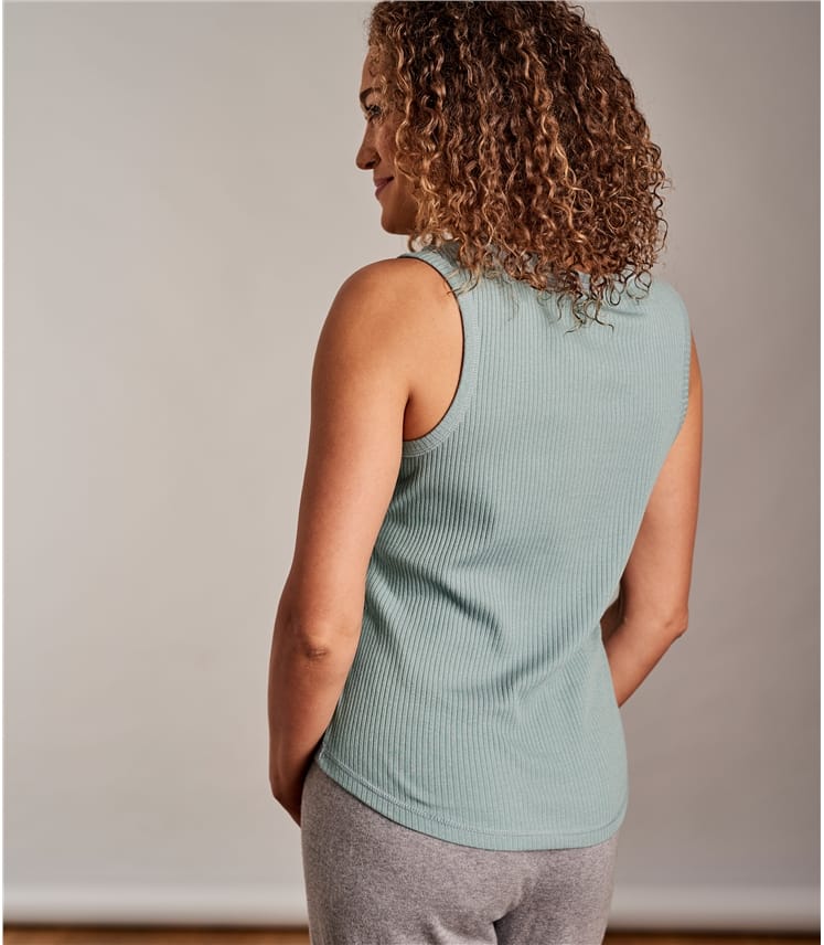 Frosted Green Womens Rib Vest WoolOvers US