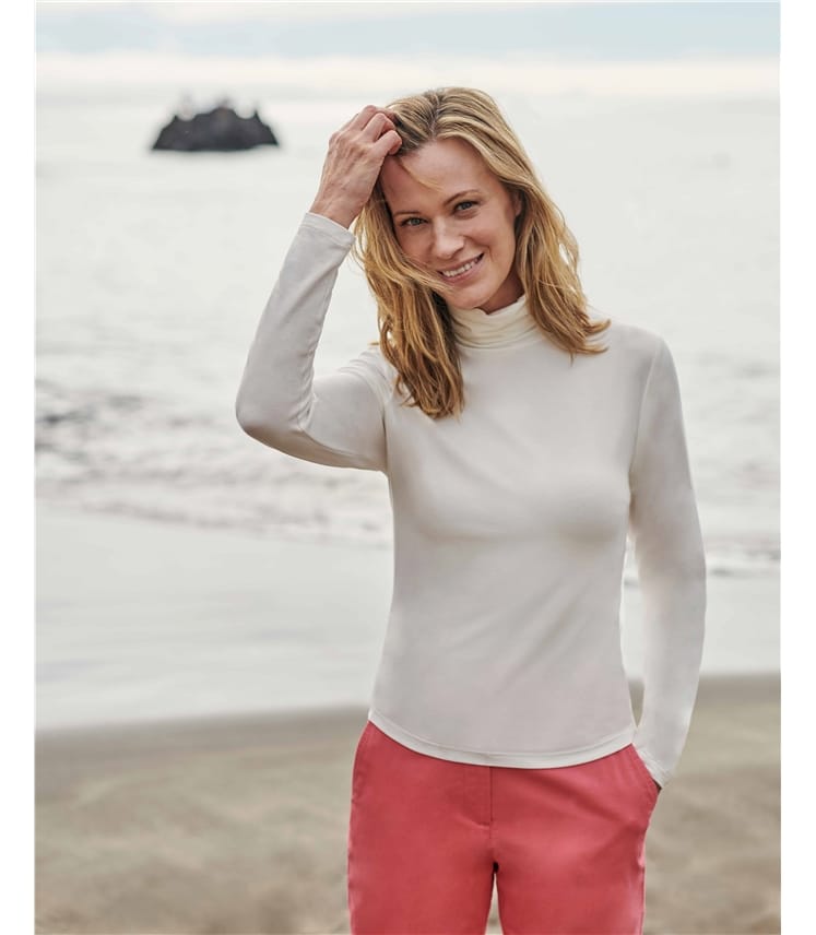 cream polo neck womens