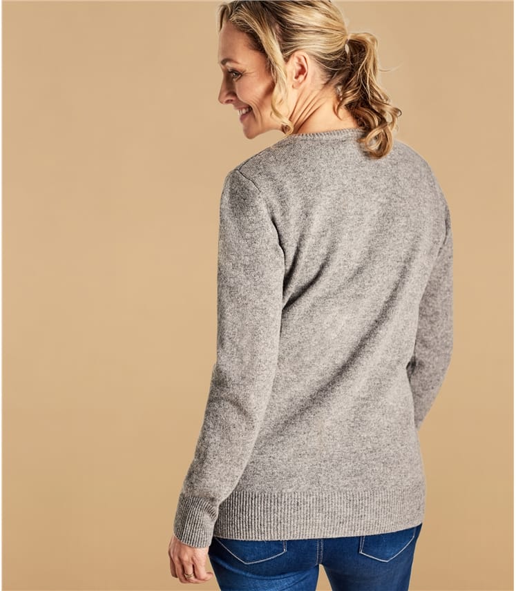 Gris nuage Cardigan   col rond Femme Laine  d agneau 