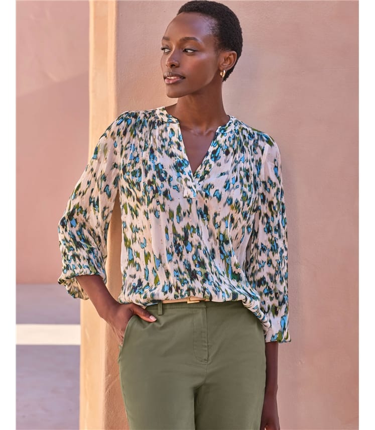Print Blouse With Lurex
