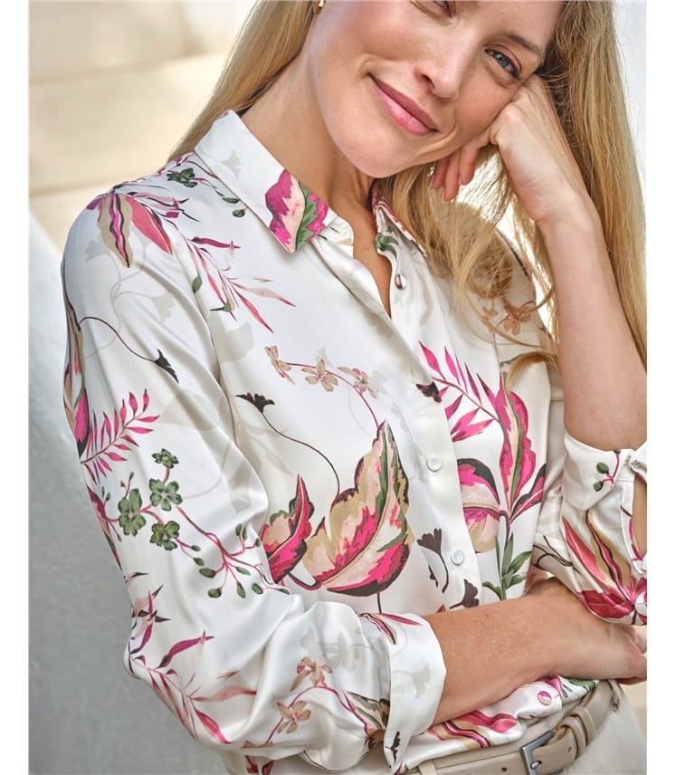 floral satin blouse