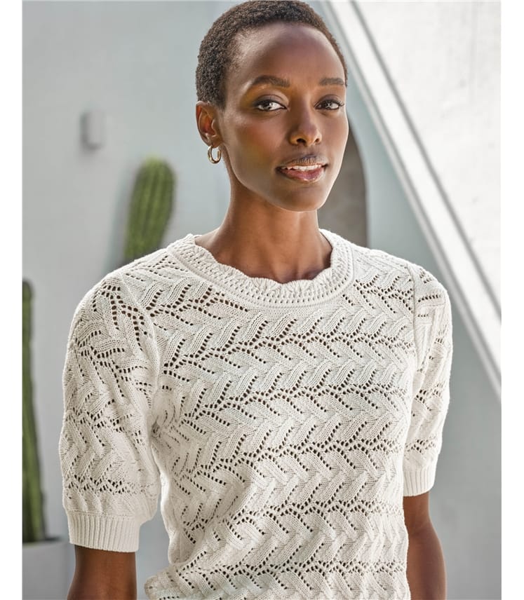 Cotton Crochet Trim Top