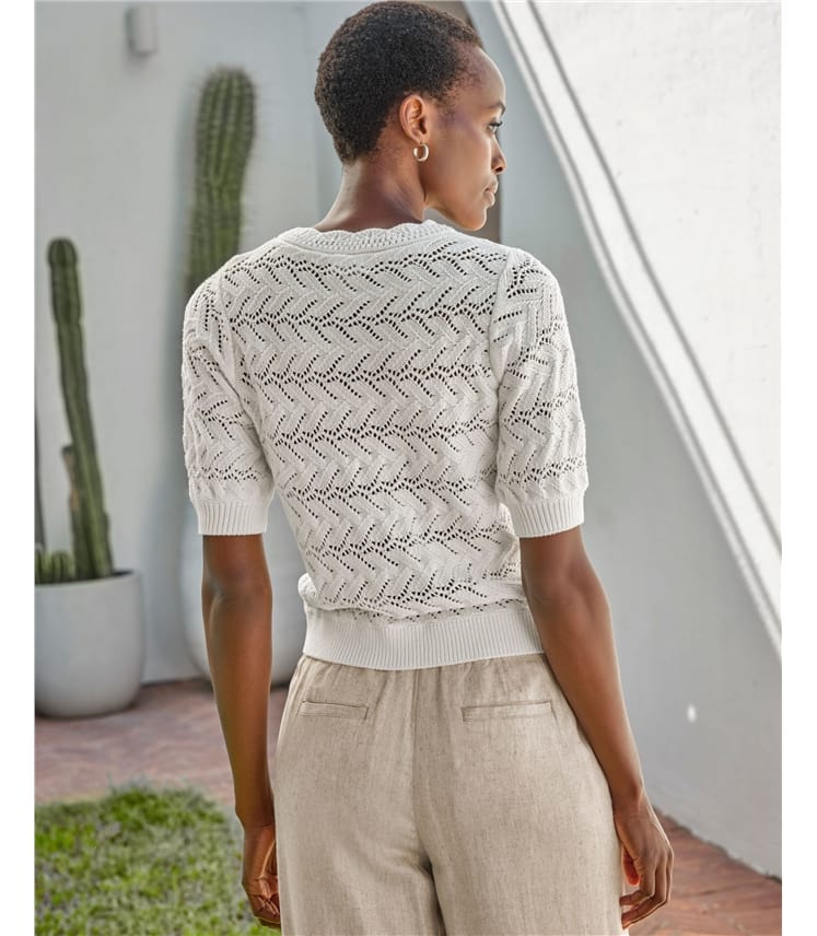 Cotton Crochet Trim Top