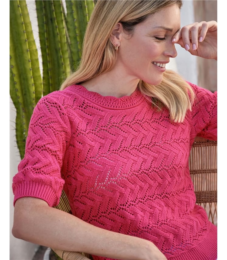Cotton Crochet Trim Top