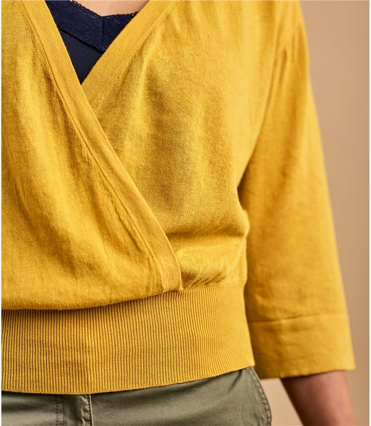 Butterscotch Womens Linen & Cotton Blend Kimono Sleeve Top WoolOvers UK