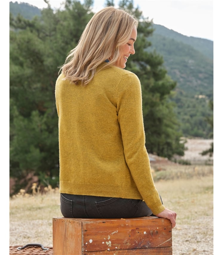 Strickjacke mit Rundhalsausschnitt aus Merino- und Kaschmirwolle für Damen