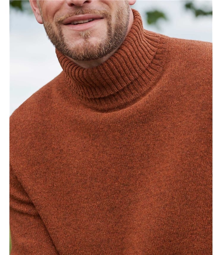 Mens Lambswool Polo Neck Jumper