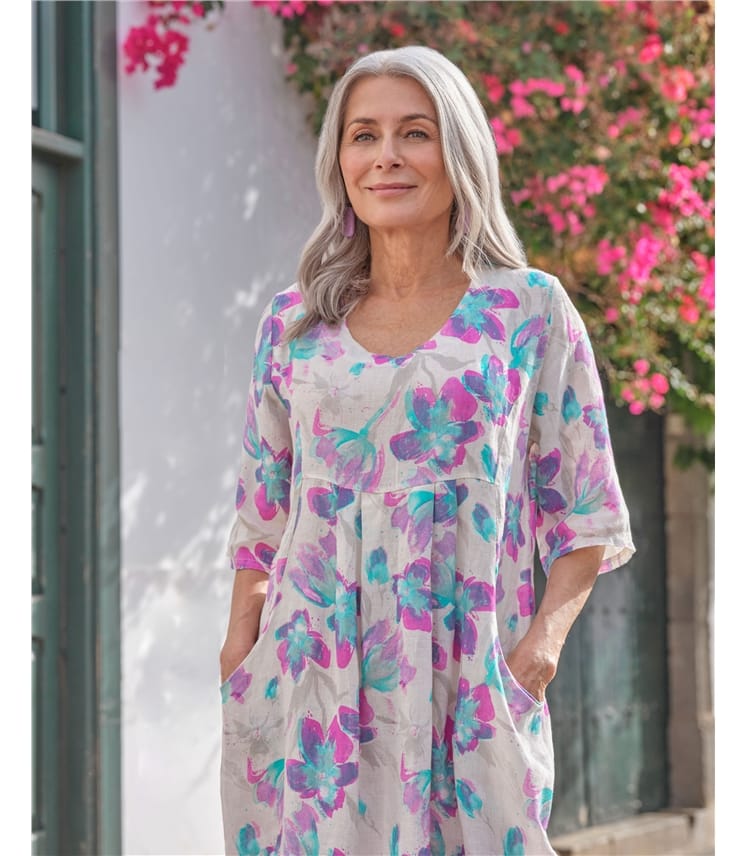 Robe-Tunique à poches - Femme - Pur Lin