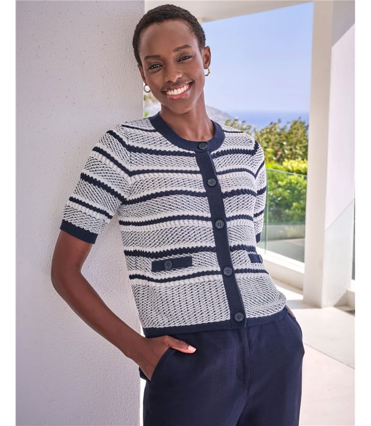 Striped Cardigan Cardigan With Buttons Womens Buy Multicoloured