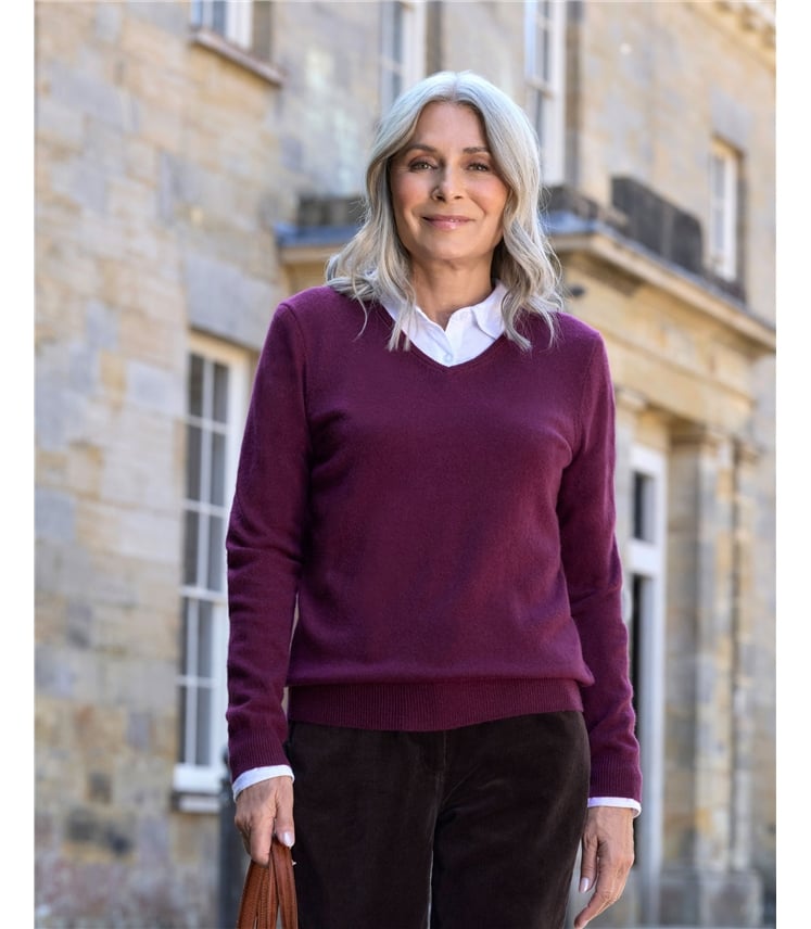 Cashmere & Merino V Neck Knitted Jumper