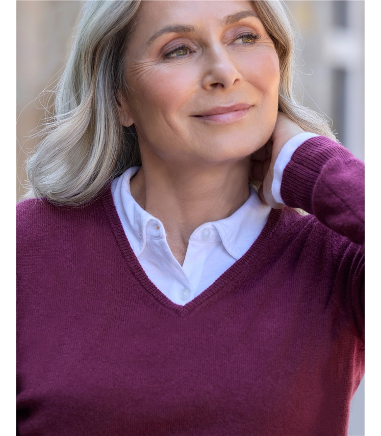 Cashmere & Merino V Neck Knitted Jumper
