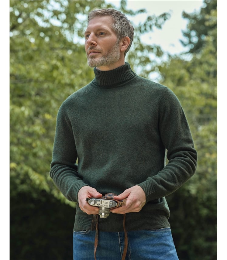 Mens Lambswool Polo Neck Jumper