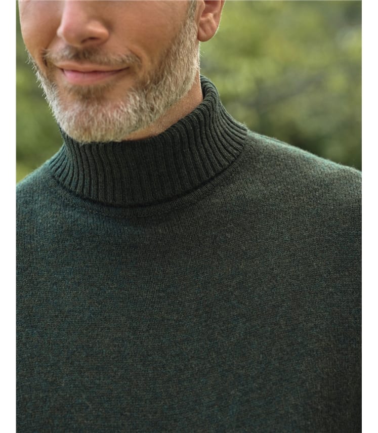 Mens Lambswool Polo Neck Jumper