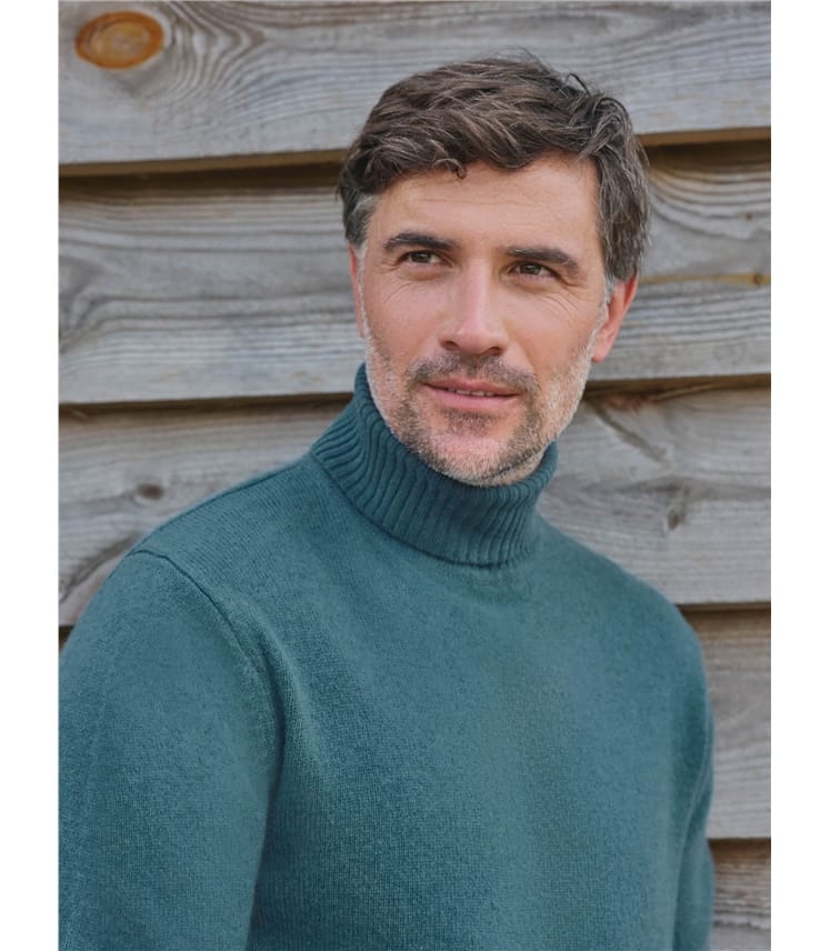 Mens Lambswool Polo Neck Jumper