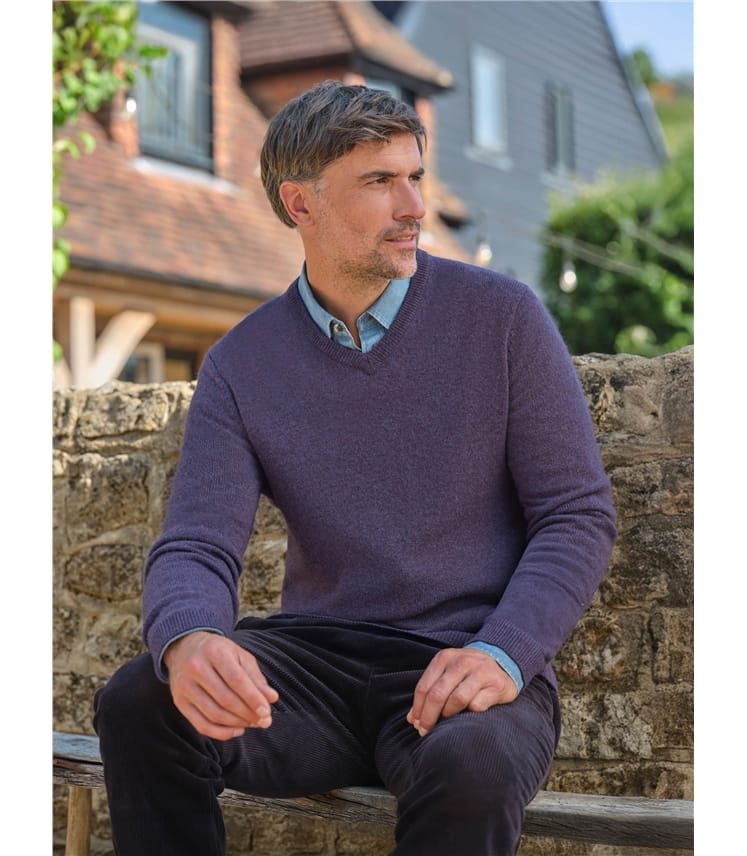 Pull à col V - Homme - Laine d'agneau