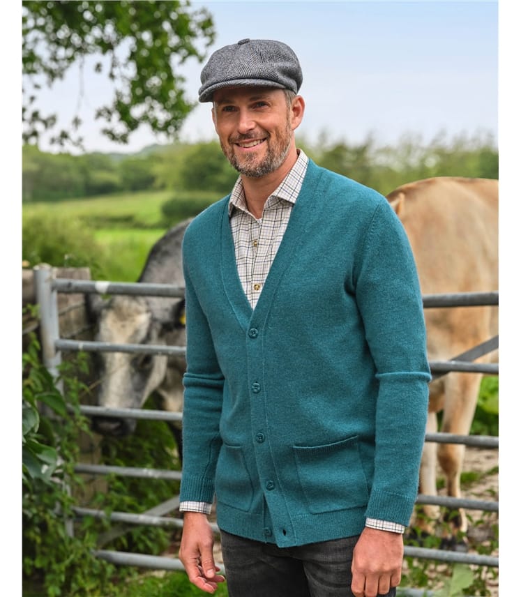 Strickjacke mit V-Ausschnitt aus Lammwolle für Herren