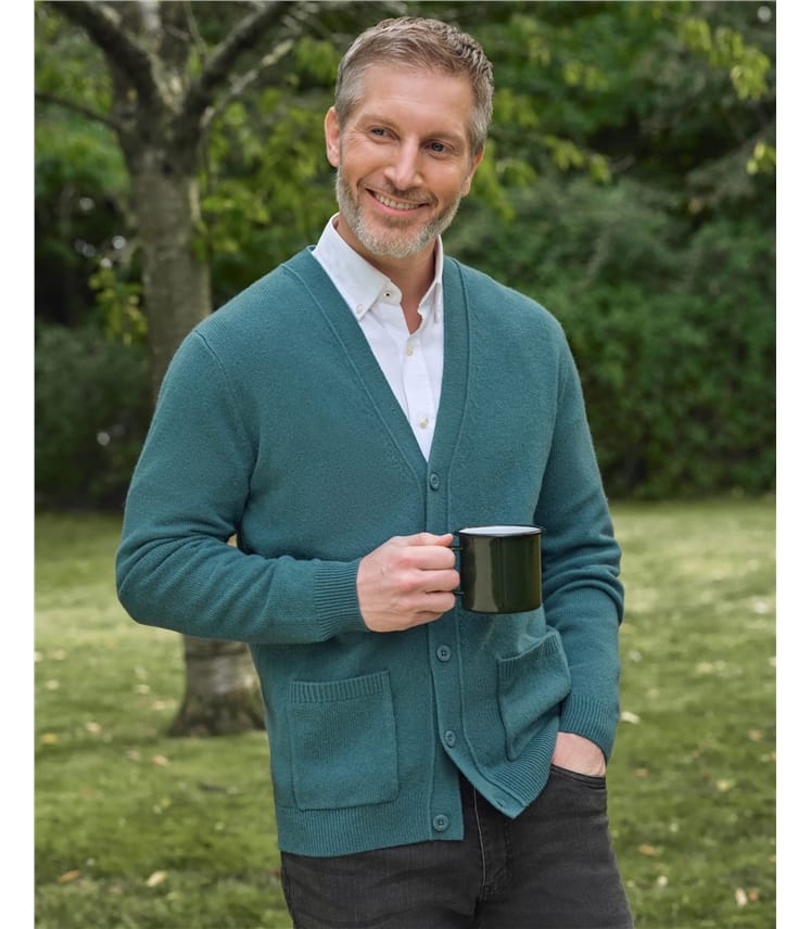 Strickjacke mit V-Ausschnitt aus Lammwolle für Herren