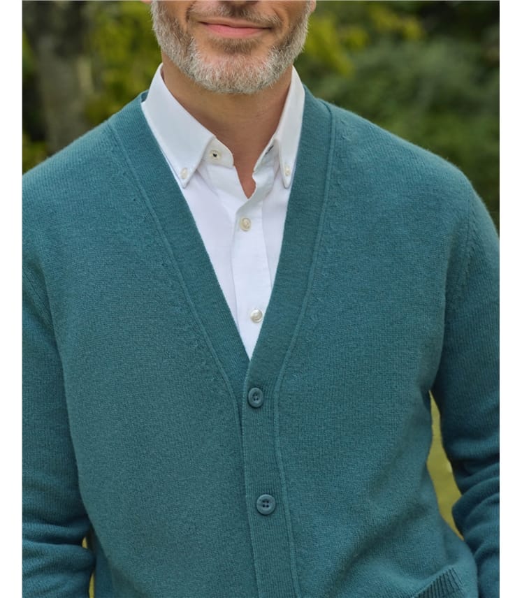Strickjacke mit V-Ausschnitt aus Lammwolle für Herren