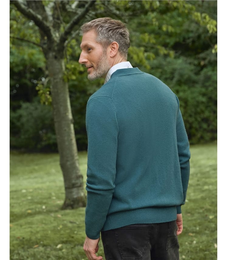 Strickjacke mit V-Ausschnitt aus Lammwolle für Herren