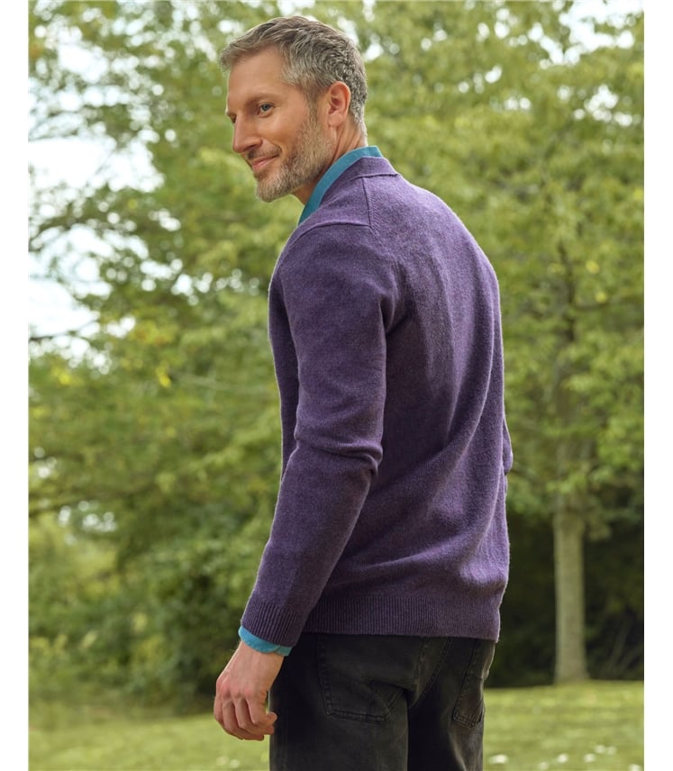 Strickjacke mit V-Ausschnitt aus Lammwolle für Herren